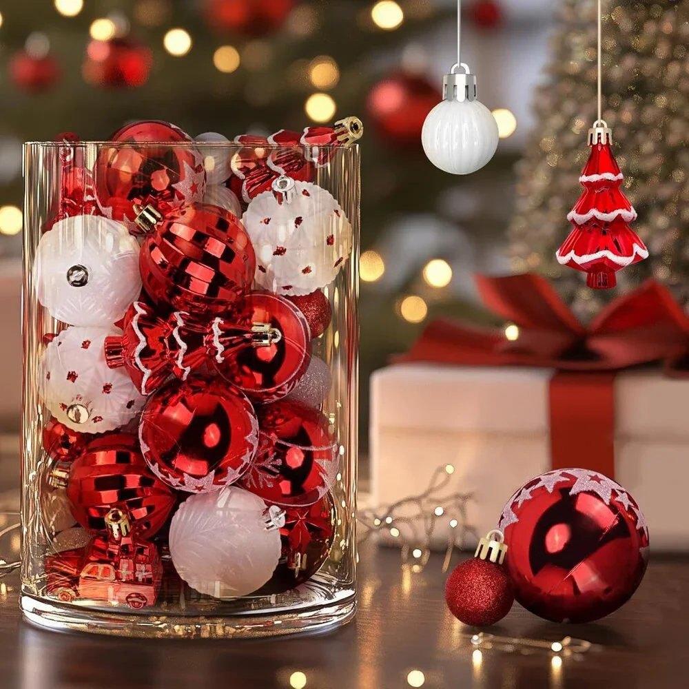 42 Pcs Christmas Ornaments Various Styles of Christmas Ball Holiday